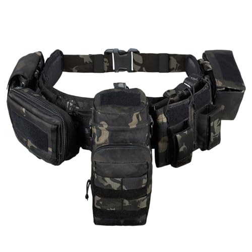YAKEDA 5 in 1 taktische Duty gepolsterte Gürtel für Law Enforcement Modular Heavy Equipment Police Duty Utility Gürtel mit Taschen (Black CP) von vAv YAKEDA