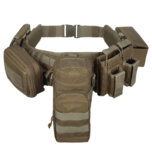 YAKEDA 5 in 1 taktische Duty gepolsterte Gürtel für Law Enforcement Modular Heavy Equipment Police Duty Utility Gürtel mit Taschen (Tan) von vAv YAKEDA