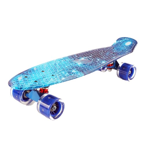Vanpro 55,9 cm Skateboards, komplettes Mini-Cruiser, Retro-Skateboard für Kinder, Jungen, Jugendliche, Anfänger (blauer Sternenhimmel) von vanpro