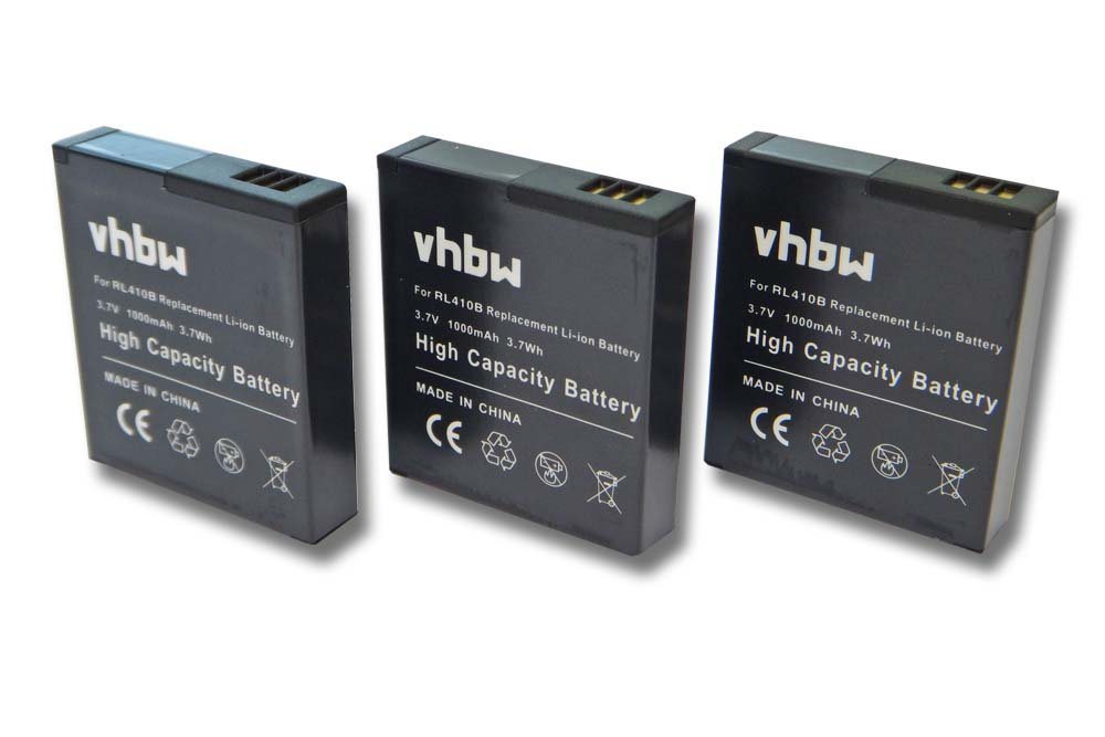 vhbw kompatibel mit Rollei Actioncam 230, 410, 240, 400 Kamera-Akku Li-Ion 1000 mAh (3,7 V) von vhbw