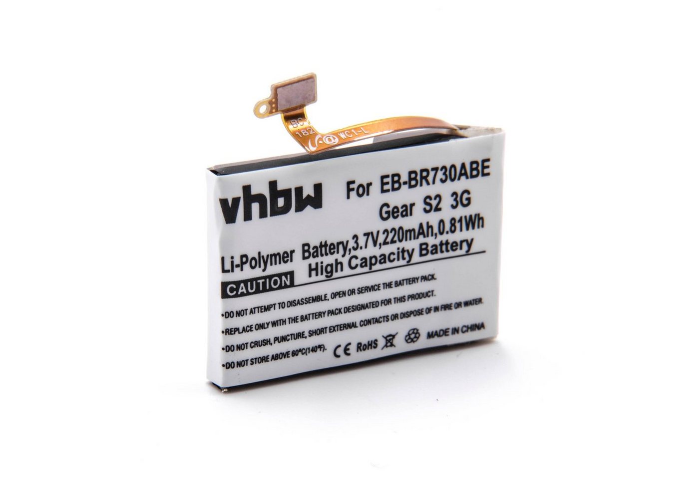 vhbw kompatibel mit Samsung Gear SM-R735A, Sport, SM-R730V, SM-R735, Akku Li-Polymer 220 mAh (3,7 V) von vhbw