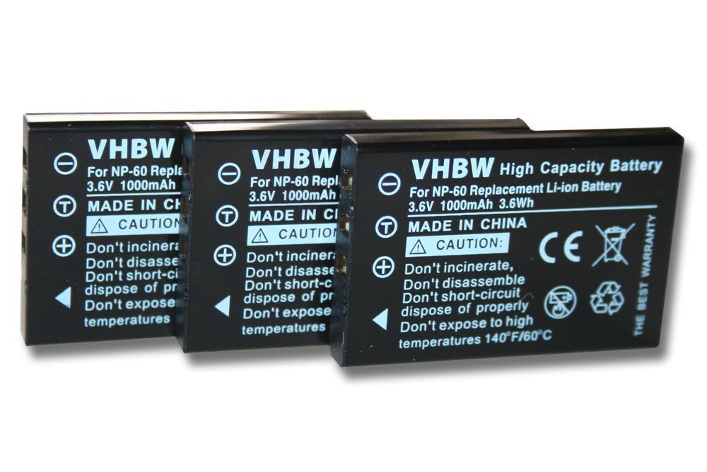 vhbw passend für Aiptek AHD AF1, Action HD, A-HD, AHD-100, AHD-200, Kamera-Akku 1000 mAh von vhbw