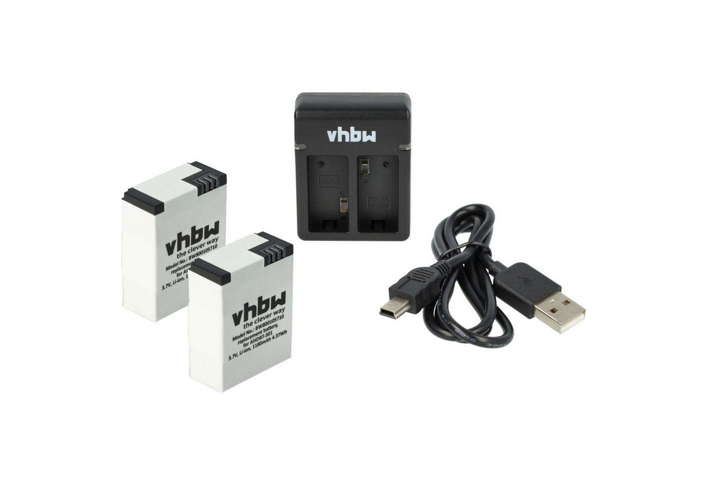 vhbw passend für GoPro Hero 3 White Edition Action-Cam Kamera-Ladegerät von vhbw