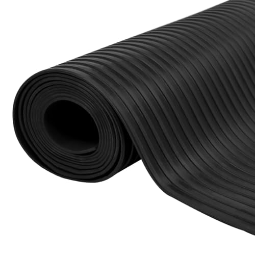 vidaXL Bodenmatte Rutschfest Gummimatte Bodenbelag Bodenschutzmatte Antirutschmatte Fußmatte Riefenmatte Gummiläufer Gummi 1,5x4m 3mm Breite Rippen von vidaXL