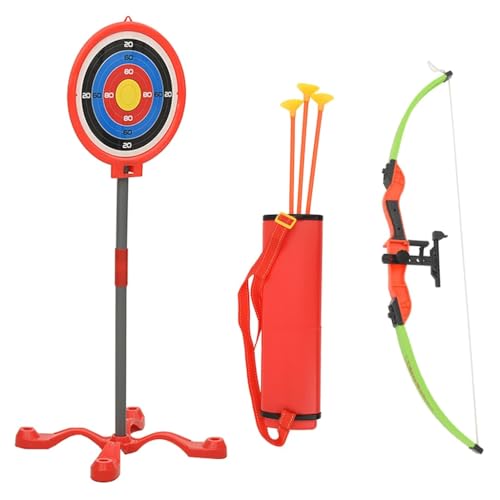 vidaXL Bogenschießen Set mit Zielscheibe für Kinder Bogen Pfeil mit Saugnapfspitze Kinderbogen Bogenset Spielzeug Pfeilköcher Umhängetasche von vidaXL