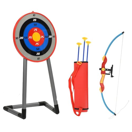 vidaXL Bogenschießen Set mit Zielscheibe für Kinder Pfeil mit Saugnapfspitze Bogen Kinderbogen Bogenset Spielzeug Pfeilköcher Umhängetasche von vidaXL