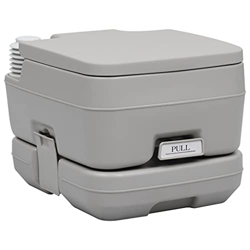 vidaXL Campingtoilette Tragbar Manuelle Spülung Mobile Chemietoilette WC Eimer Reise Klo Toilette Outdoor Caravan Wohnmobil Camping Grau 10+10L von vidaXL
