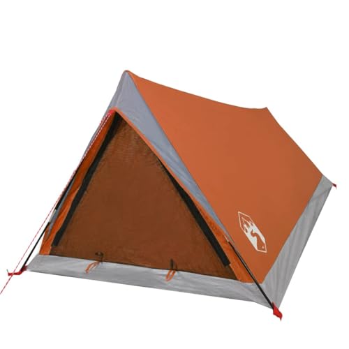vidaXL Campingzelt 2 Personen, Kuppelzelt mit Reißverschluss, Camping Zelt mit abnehmbarem Außenzelt, Trekkingzelt Outdoor Zelt, Grau Orange TAFT von vidaXL