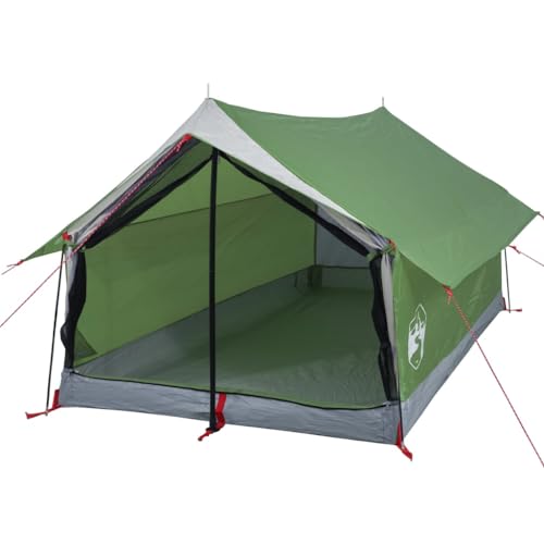 vidaXL Campingzelt 2 Personen, Camping Zelt mit Reißverschluss, Tragbares Trekkingzelt mit Mesh-Seitenwänden, Wanderzelt Schutzzelt, Grün 185T TAFT von vidaXL