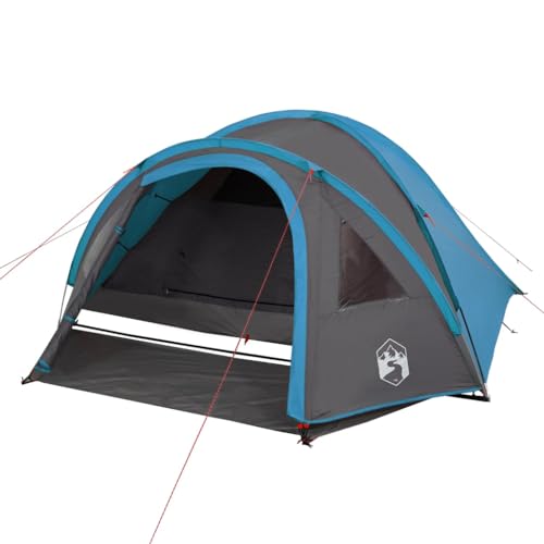 vidaXL Campingzelt 4 Personen, Kuppelzelt mit Reißverschluss, Camping Zelt mit abnehmbarem Außenzelt, Trekkingzelt Outdoor Zelt, Blau TAFT von vidaXL