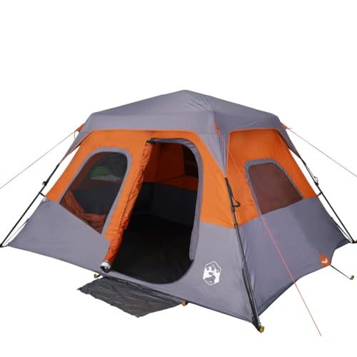 vidaXL Campingzelt 6 Personen Grau und Orange 344x282x192 cm von vidaXL
