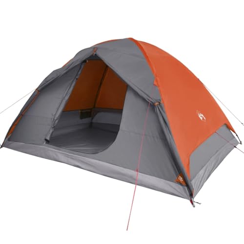 vidaXL Campingzelt 6 Personen Grau & Orange 348x340x190 cm 190T TAFT von vidaXL