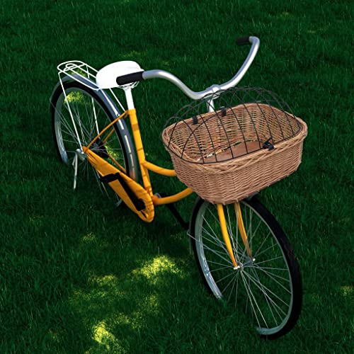 vidaXL Fahrrad Frontkorb mit Deckel Fahrradkorb Weidenkorb für Vorne Transportkorb Weidenfahrradkorb Lenkerkorb Hundekorb 50x45x35cm Naturweide von vidaXL