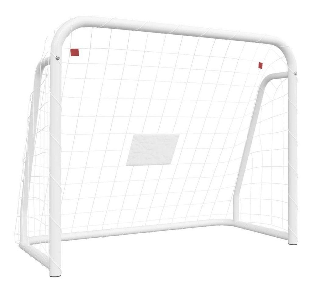 vidaXL Fußballtor Fußballtor mit Netz Weiß 125x96x60 cm Stahl & Polyester (1 St) von vidaXL