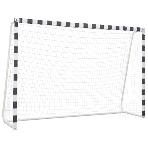 vidaXL Fußballtor für Erwachsene Kinder Fußballnetz Fussballtor Torwand Goal Fußball Netz Tor Tornetz Fußballtornetz 300x200x90cm Metall Schwarz Weiß von vidaXL