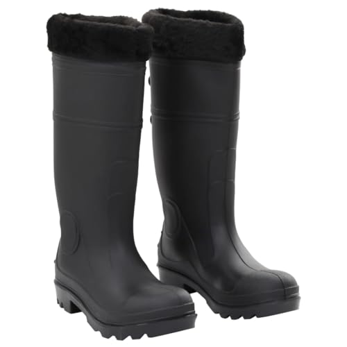 vidaXL Gummistiefel mit Herausnehmbarem Innenfutter, Regenstiefel Rutschfest, Anglerstiefel Wasserdicht, Arbeitsstiefel Gartenstiefel Langschaft Stiefel, Schwarz Größe 46 PVC von vidaXL