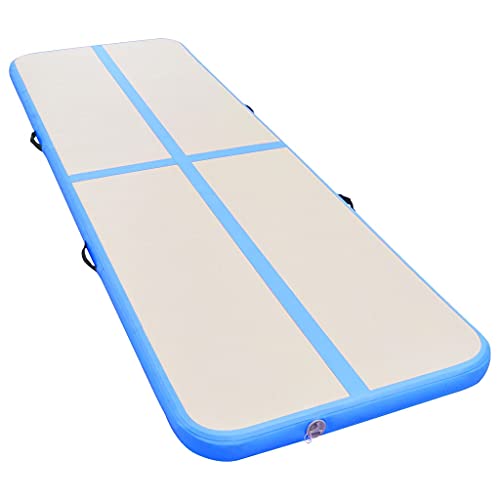 vidaXL Gymnastikmatte mit Luftpumpe Turnmatte Tumbling Matte Tranningsmatte Fitnessmatte Zuhause Outdoor Yoga 6 m PVC Blau Aufblasbar Tragbar von vidaXL