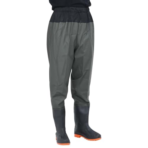 vidaXL Hüftwathose mit Stiefeln, Wathose für Angler Jäger Landwirte, Anglerhose Wasserfest, Teichhose Angelhose, Dunkelgrün Größe 45 von vidaXL
