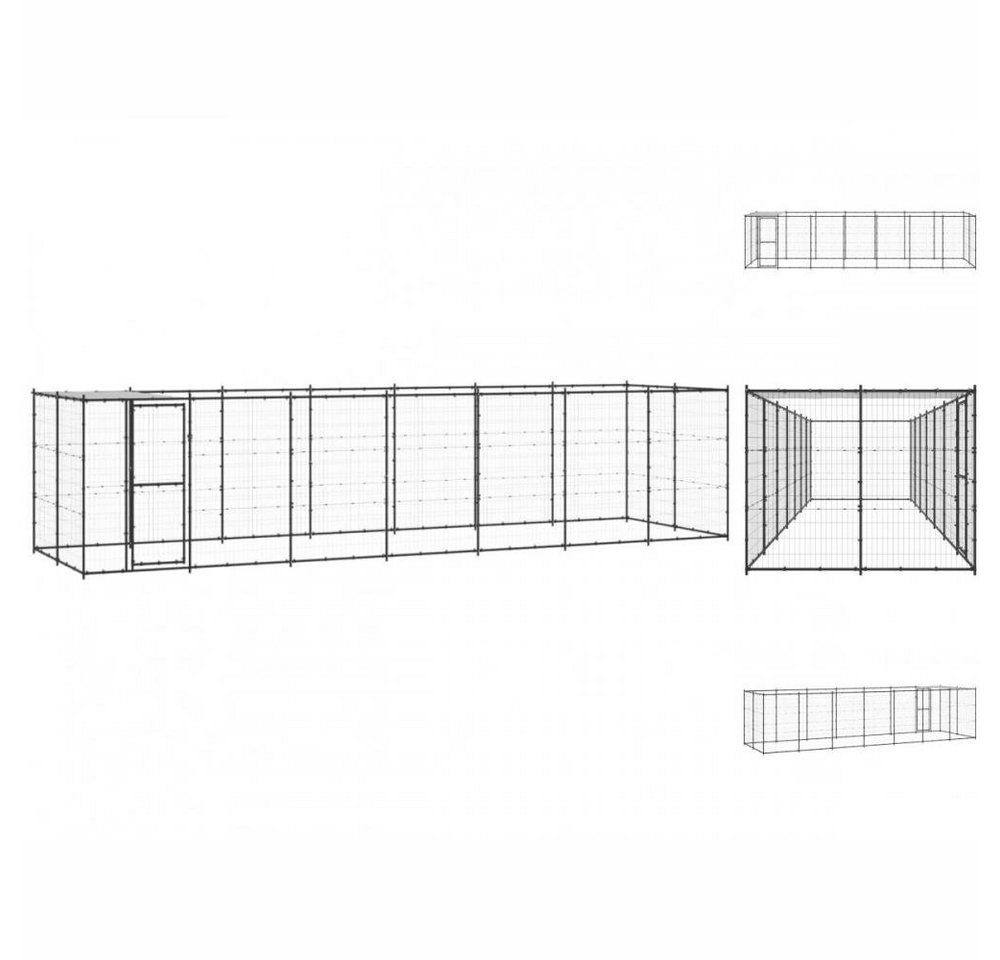 vidaXL Hundezwinger Outdoor-Hundezwinger mit Überdachung Stahl 16,94 m² von vidaXL