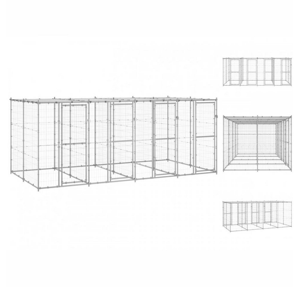 vidaXL Hundezwinger Outdoor-Hundezwinger mit Überdachung Verzinkter Stahl 9,68 m² von vidaXL