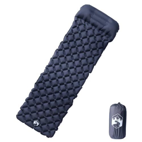 vidaXL Isomatte, Wasserdicht Luftmatratze mt Integriertem Kissen Tragetasche, Campingmatte Tragbar Aufblasbar, Schlafmatte, Grau 40D-Nylon von vidaXL