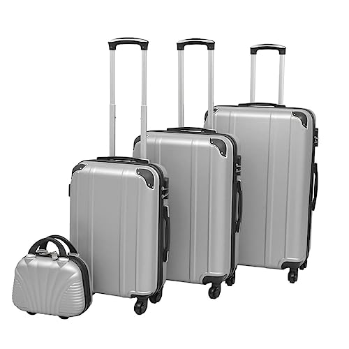 vidaXL Kofferset 4-TLG. Silber Hartschalenkoffer Reisekoffer 4 Rollen Trolley von vidaXL