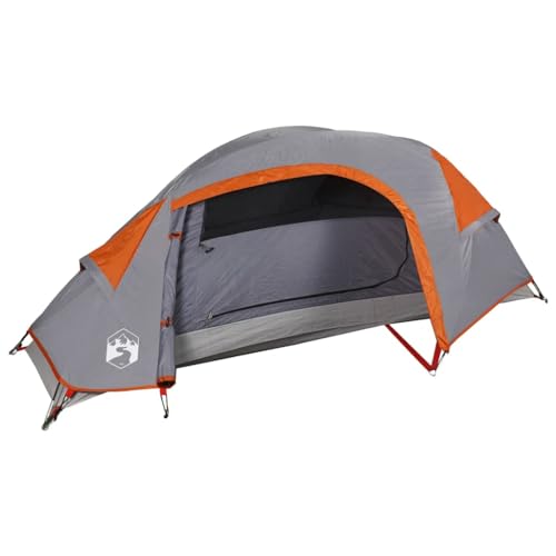 vidaXL Kuppel-Campingzelt 1 Person Grau und Orange Wasserdicht von vidaXL