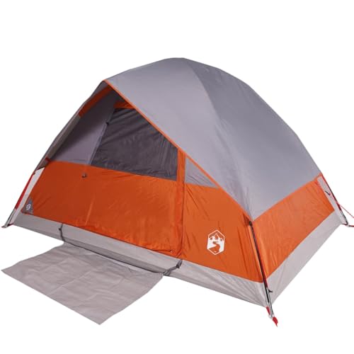 vidaXL Kuppel-Campingzelt 2 Personen Grau und Orange Wasserdicht von vidaXL