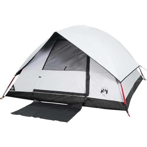 vidaXL Kuppel Campingzelt 4 Personen, Kuppelzelt mit Steckverbindungssystem, Wurfzelt mit E-Anschluss, Trekkingzelt Zelt, Weiß Dunkel 185T Polyester von vidaXL