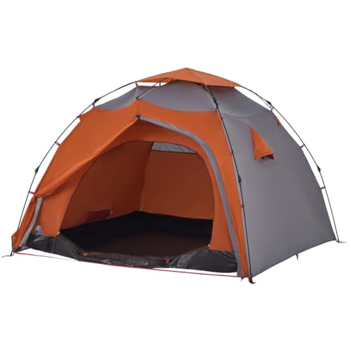 vidaXL Kuppel-Campingzelt 4 Personen Grau und Orange Quick Release von vidaXL