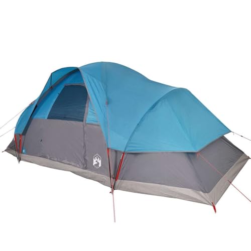 vidaXL Kuppel Familienzelt 9 Personen, Campingzelt mit Netzwände, Wasserdicht Gartenzelt mit E-Anschluss, Kuppelzelt, Blau 185T Polyester von vidaXL