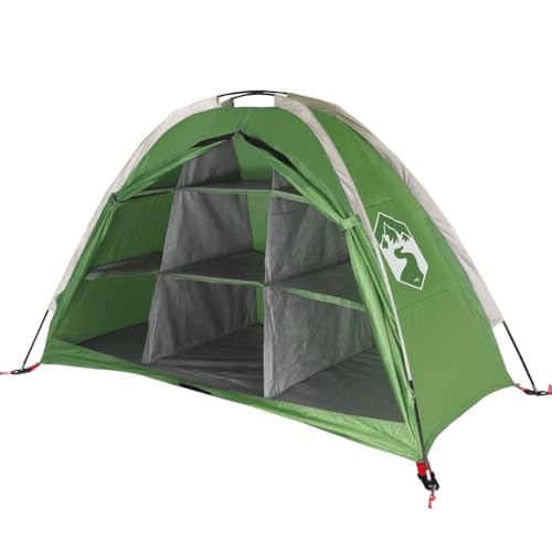 vidaXL Lagerzelt 9 Fächer, Outdoor Zelt mit viel Stauraum, Camping Unterstand Tragbar für Sommer, Gartenzelt Beistellzelt, Grün 185T TAFT von vidaXL