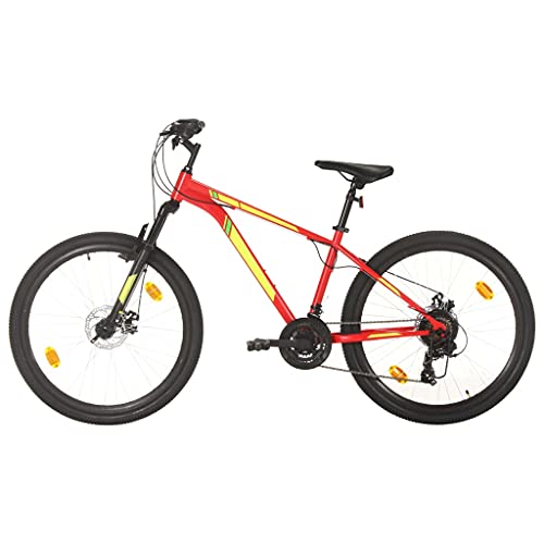 vidaXL Mountainbike 21 Gang 27,5 Zoll Rad mit Shimano-Kettenwechsler Scheibenbremsen Schnellspann-Sattelstützenklemme Fahrrad Sportfahrrad 38cm Rot von vidaXL