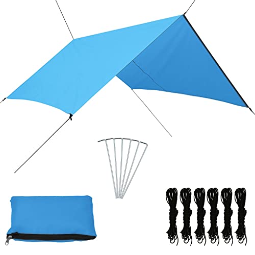 vidaXL Outdoor Tarp UV-beständig Sonnensegel Hängematte Camping Zelt Plane Sonnenschutz Zeltplane 3x2,85m Blau 180 T Polyestergewebe von vidaXL