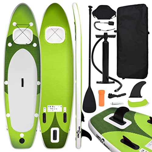 vidaXL SUP Board Set Aufblasbar für 1 Erwachsener Stand Up Paddle Surfboard Surfbrett Paddling Funboard Paddelboard Wellenreiter Grün 360x81x10cm von vidaXL