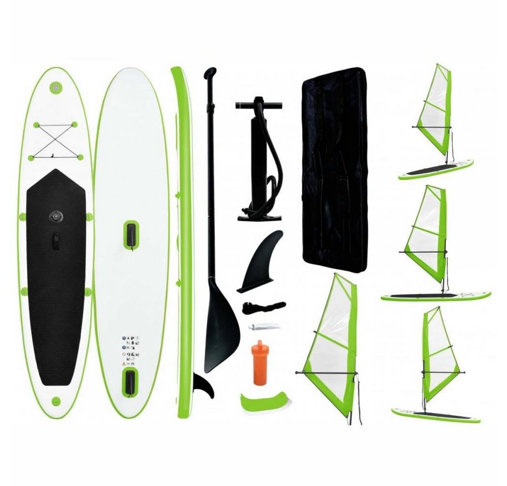 vidaXL Schlauchboot Aufblasbares Stand-Up-Paddleboard Set mit Segel Grün und Weiß von vidaXL