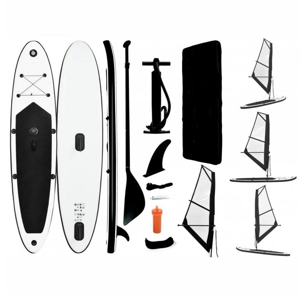 vidaXL Schlauchboot Aufblasbares Stand-Up-Paddleboard Set mit Segel Schwarz Weiß von vidaXL
