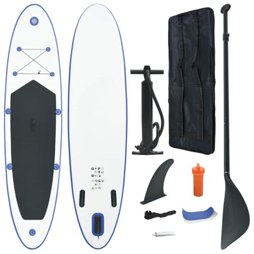 vidaXL Stand Up Paddle Board Set Aufblasbar SUP Surfbrett Surfboard Paddelboard Paddling ISUP Wellenreiter mit Tragetasche Blau Weiß vidaXL Stand Up Paddle Board Set Aufblasbar SUP Surfbrett Surfboard Paddelboard Paddling ISUP Wellenreiter mit Tragetasche Blau Weiß von vidaXL
