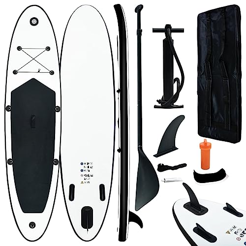 vidaXL Stand Up Paddle Board Set Aufblasbar mit Tragetasche SUP Surfbrett Surfboard Paddelboard Paddling ISUP Schwarz Weiß 330x72x10cm von vidaXL