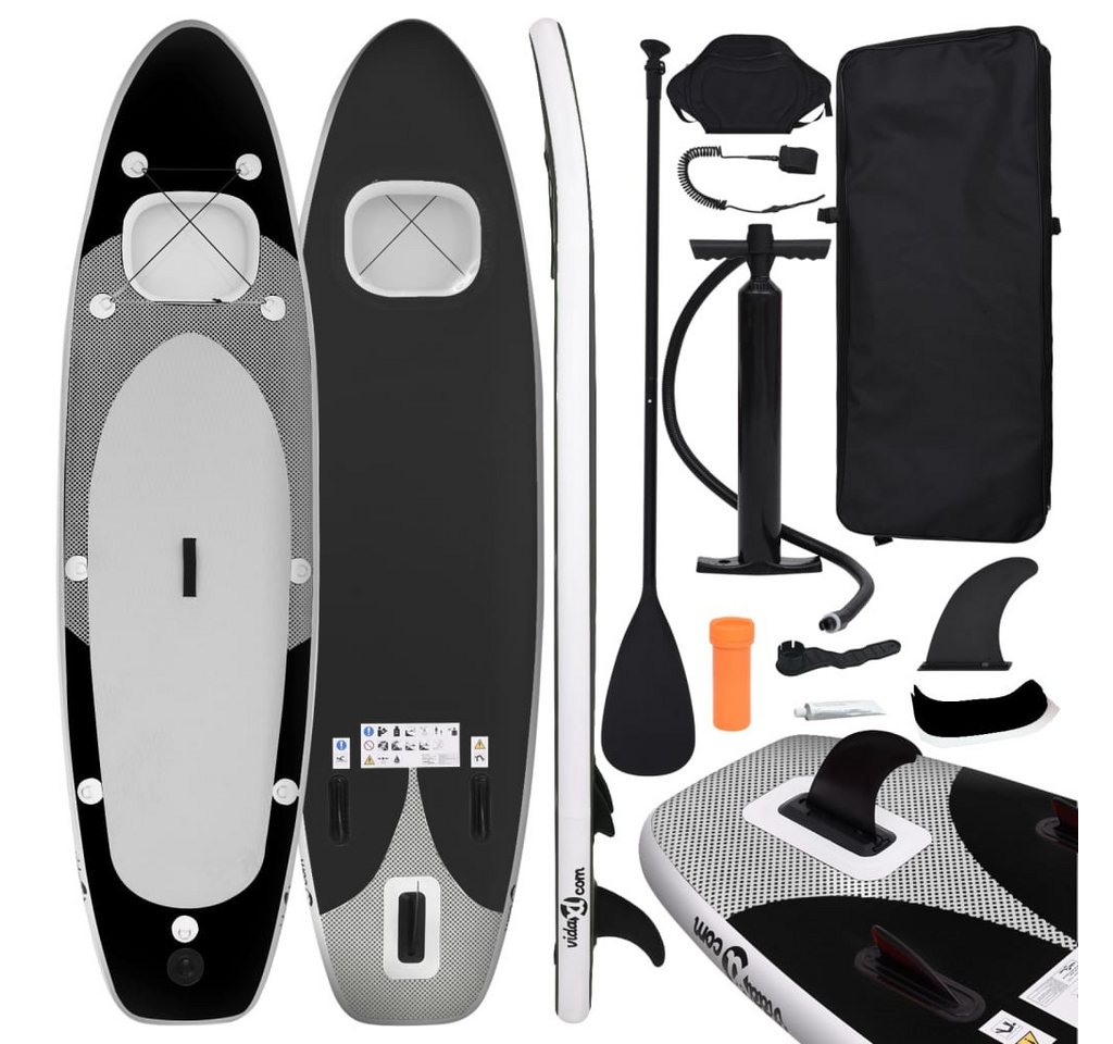 vidaXL Surfboard Footpad SUP-Board-Set Aufblasbar Schwarz 330x76x10 cm von vidaXL