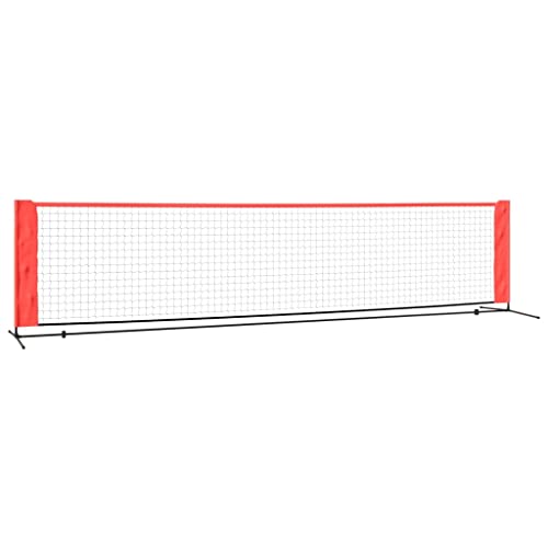 vidaXL Tennisnetz, Badmintonnetz 400cm, Faltbares Tragbares Federballnetz für Garten, Set bestehend aus Netz Stahl-Gestell Tragetasche, Schwarz Rot Polyester von vidaXL
