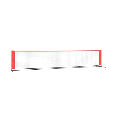 vidaXL Tennisnetz, Badmintonnetz 500cm, Faltbares Tragbares Federballnetz für Garten, Set bestehend aus Netz Stahl-Gestell Tragetasche, Schwarz Rot Polyester von vidaXL