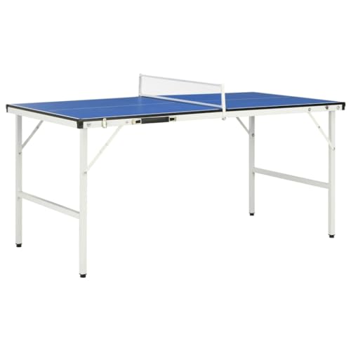 vidaXL Tischtennisplatte 5-Fuß mit Netz integriertem Griff Zusammenklappbar Tischtennistisch Spieltisch Indoor 152x76x66cm Blau MDF Stahl von vidaXL