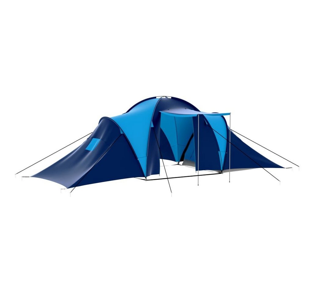 vidaXL Vorzelt Campingzelt Stoff 9 Personen Dunkelblau und Blau, (9 tlg) von vidaXL