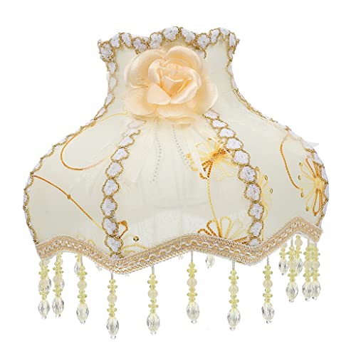 vkeid E27 Europäische Vintage Tuch Kunst Perle Spitze Lampenschirm Stehlampe Schirme Schlafzimmer Abdeckung Tisch Wand Lampenschirme von vkeid
