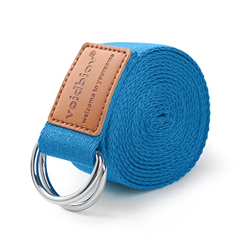 Adjustable Yoga Belt 1.85/2.5M, D-Ring Buckle Pilates Stretch Belts, Natural Cotton Feels, Firm Posture, Improves Body Flexibility and Helps With Muscle Stretching, blue sea von voidbiov