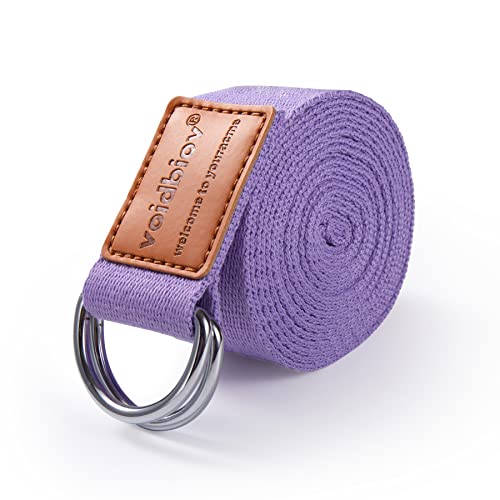 voidbiov D-Ring Buckle Yoga Strap, Durable Cotton Adjustable Stretch Belt Lavender 1.85M von voidbiov