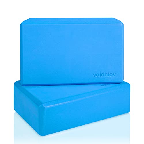 voidbiov Zestaw 2 PCS Eva klocek do 7,6 x 15,2 x 22,9 cm tworzywo piankowe bloku Brick i GRATIS Yoga Bag, twardość: 40 stopni, idealnie nadaje się do jogi i Pilates, niebieski von voidbiov