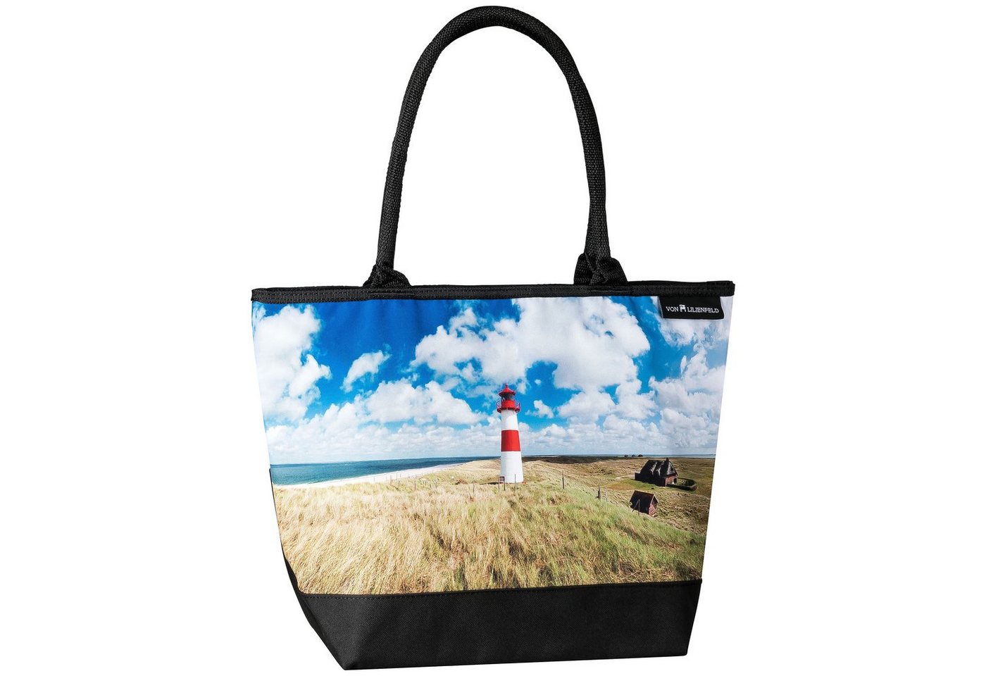 von Lilienfeld Handtasche Tasche mit Motiv Sylt Leuchtturm Nordsee Meer Shopper, Motiv vorne auf der Tasche von von Lilienfeld