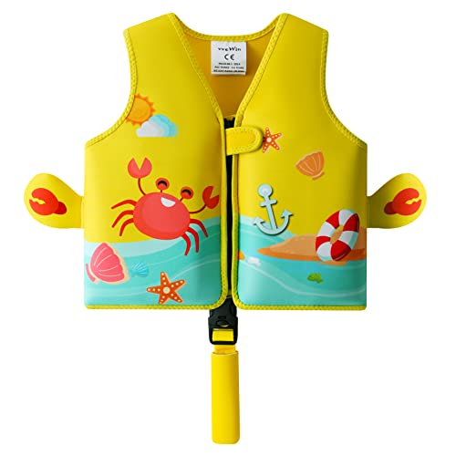 vveWin UV Neopren Schwimmweste für Kinder mit Sicherheitsschnalle Abnehmbare Schwimmer Swim Vest for Kids für Kleinkinder im Alter von 1,2,3,4,5,6,7,8 Jahren Mädchen und Jungen von vveWin